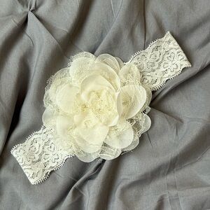 Cream Lace Hair Accessory with Ornate Flower handmade